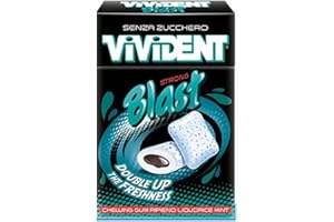 PERFETTI VAN MELLE Vivident Blast Liquirizia pezzi 10 Astucci - Chewing Gum Senza Zucchero ripieno con cuore liquido Liquirizia Menta