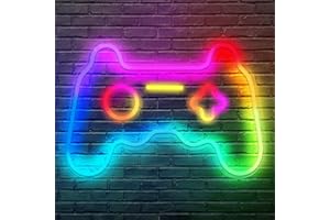 XJNOLGXIQU Enseigne au néon de jeu à intensité variable pour décoration murale,de jeu cool et colorée NEon, LED Neon Manette pour décoration de chambre de jeunesse, Playstation, accessoires de jeu