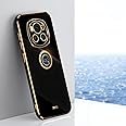 Generic Honor Magic 6 Pro 5G Case with Invisible Stand, Glitter Luxury Plated Phone Case, Gold Edge Design Shockproof Thin and Soft Black Cover