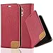 Produktbild Cadorabo Hülle für Samsung Galaxy S5 Mini / S5 Mini DUOS - Hülle in Abend ROT – Handyhülle mit Standfunktion, Kartenfach und Textil-Patch - Case Cover Schutzhülle Etui Tasche Book Klapp Style