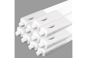 Tonffi Neon LED 150cm, 10 Pièce Reglette LED 60W 7000LM Linkable Plafonnier LED Lampe d'atelier IP65 Imperméable, Luminaire Plafonnier pour Atelier, Sous Sol,Parking, Bureau,Grange,Blanc Neutre 4000K