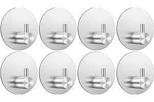 Feligio Ganci Adesivi Cucina, Appendi Accappatoio Bagno, Ganci Appendiabiti Adesivo, Appendini Adesivi Forte Senza Foratura, Argento 8 Pezzi