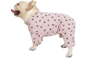 IUOU Pijamas de algodón para Perros, Mono Pug, Ropa de Bulldog francés, Ropa de Schnauzer, Atuendo para Mascotas, Pijama de Perro Bichón de caniche General, Pijama