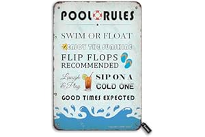 TARIKA Pool Rules No Running No Peeing No Pushing No Whining Blechschild Retro-Look Dekoration Poster Schild für Zuhause Schwimmbad Fluss Strand Bauernhaus Garten Outdoor lustige Wanddekoration