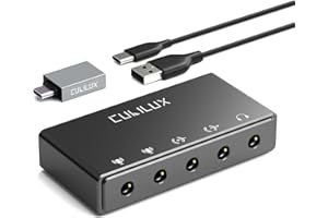 Cubilux CB5 USB Audio Interface for Recording, Streaming, Podcasting, USB to 3.5mm Sound Card with Stereo Microphone Input, Line-In, Line-Out & Headphone Jack for Monitors, Support Windows & Mac OS