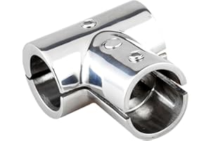 SNOWCHECKING Raccord de tube T, 316 en acier inoxydable Marine Main Courante 90 ° Joint Connecteur Chasse Fixations 22/25MM Matériel de pont de bateau, T Tee Tube Tube Connecteur