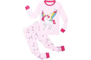 MIXIDON Bambine 2 Pezzi Pigiama a Maniche Lunghe per Ragazze Pajama Set 100% Cotone 2-12 Anni