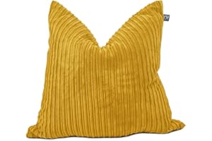 rucomfy Beanbags Soft Corduroy Square Floor Cushion - Use as Large Cushion, Pillow or Extra Seating - Home Living Room Decor or Bedroom Furniture - Machine Washable - L68cm x W68cm (Mustard)