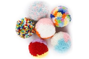 Interactive Cat Toy Set - 6 Soft & Colorful 5CM Pompon Balls for Kittens & Indoor Cats by GLADFRESIT