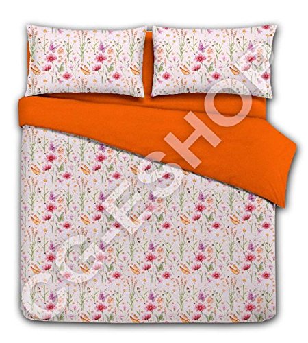 Complete Single Bedding 1 Single Flowers Orange Butterfly 100% Cotton