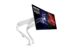 HILLPORT Bianco Supporto Doppio Monitor Scrivania 17-30 pollici Braccio Monitor Arm PC LED LCD Vesa 75 mm e 100 mm, 2-9kg, Molla a Gas, M22W