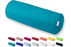 ‎BETIES beties Basic Nackenrollenbezug ca. 15x40 cm Kissenhülle 100% Baumwolle in vielen fröhlichen Uni-Farben (Petrol)