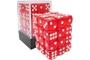 BESCON DICE Bescon 12mm 6 Sided Dice 36 in Brick Box, 12mm Six Sided Die (36) Block of Dice, Translucent Red with White Pips