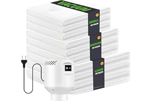 CKCLR Worki próżniowe do ubrań, 9 sztuk z pompą elektryczną (3 x 40 x 40, 3 x 40 x 50, 3 x 40 x 60),