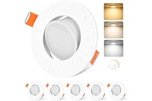 ‎YINDALUX YindaLux LED Einbaustrahler 230V Dimmbar 5W Schwenkbar Deckenspots 68-80mm lochmass Einbauspots IP44 Spot Warmweiß Neutralweiß Kaltweiß Einbauleuchten für Badezimmer Wohnzimmer Küche Weiß 6er Set