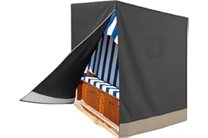 Shield Outdoor Covers Strandkorb Schutzhülle Winterfest, 420D Oxford wasserdicht strandkorbhülle mit Reißverschluss,Winterfest UV Beständig Reißfest Abdichtung für strandkörbe Hülle 150x100x140/165cm