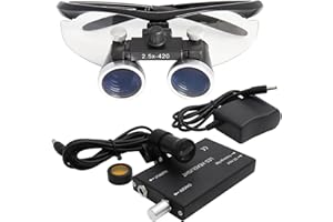 DDASAM Loupes dentaires 2.5X/3.5X Lunettes chirurgicales médecin avec Lampe Frontale à LED Dentiste Oeil Lunettes loupe binoculaire avec étui de Transport Pratique