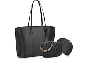 NUBILY Bolso para Mujer Cuero PU Bolso de hombro Monedero 3Pcs Bolso Grande Bolso Señoras Shopper Totes para Escuela Compras Viaje Oficina