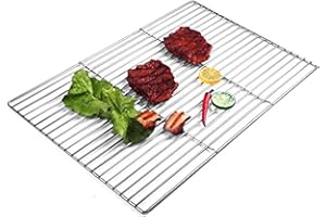 HERO24 Grille de barbecue carré en acier inoxydable 60 cm x 40 cm 2 poignées