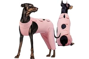 Kuoser Hundebody Nach Op, Hundebody Nach op Body für Hund Kastration Rüde Hündin, Erholungsanzug Hund, Hundeschenkel Schutz Bodysuit, Anti-Wundlecken Op Body Hunde, Hund Halskrause Alternative,Rosa L