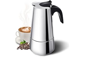 Godmorn Espresso Maker Stovetop, Moka Pot 6 Cup 300ml (Italian Espresso Cup = 50ml), Induction Hob Espresso Maker with Valve (Water Level Do Not Exceed), Italian Espresso Coffee Maker