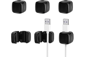 FUUTILAKE 6 sztuk uchwytów na kable magnetyczne, uchwyty na kable, samoprzylepne klipsy do kabli, do szafki nocnej, urządzeń kuchennych