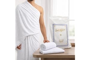 Saharashop hennes set för Hajj och Umrah, traditionell osydd frotté, vit, för vuxna och barn, pilgrimresor, Hajj (stor/vuxna)