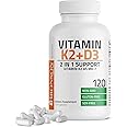 Vitamin K2 (MK7) with D3 Supplement Non-GMO Formula 5000 IU Vitamin D3 & 90 mcg Vitamin K2 MK-7 Easy to Swallow Vitamin D & K Complex, 120 Capsules