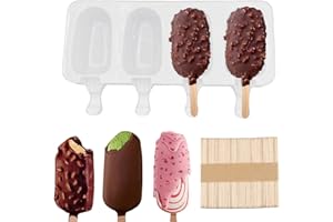 KLLJ Stampi per Ghiaccioli in Silicone,Stampi per Ghiaccioli con 50 Bastoncini,Stampi per Gelato,Stampo per Ghiaccioli,Stampi per Gelato fatti in Casa,per Bambini Adulti