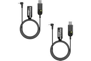Baofeng Cable cargador USB de 2,5 mm con luz indicadora para BaoFeng UV-5R UV-82 BF-F8HP UV-82HP UV-5X3 UV-5RE 3800mAh batería UV-S9/9S radio bidireccional (2 unidades)