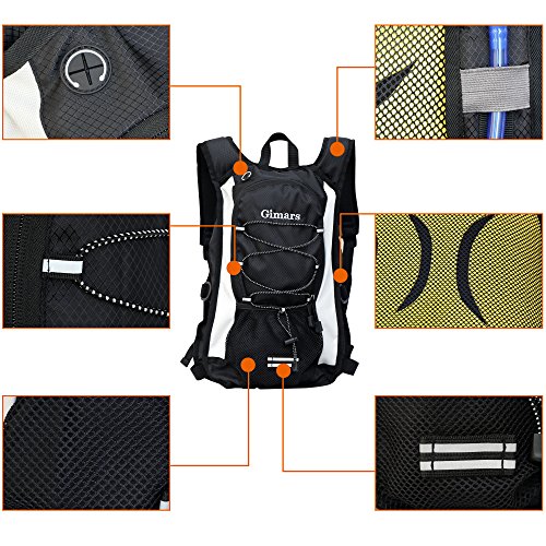 GIMARS Trinkrucksack mit 2L-Trinkblase Wasserdicht Sport Rucksack für Radfahren, Wandern, Laufen, Rennen - 5