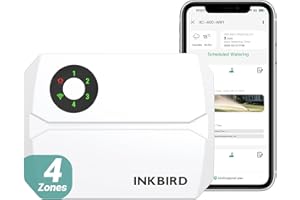 Inkbird IIC-400 Centralina Irrigazione WiFi 4 Zone,Programmatore Irrigazione Automatica WiFi per Giardino,APP Controllo,Memoria Non Volatile Integrata,Regolazione Stagionale,Supporto Modalità Manuale