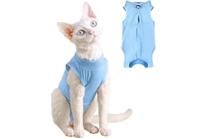 Yoolhamy Traje de recuperación de gato para después de la cirugía, alternativa de collar y cono isabelino, heridas antilamer para heridas abdominales o enfermedades de la piel, body de gatito