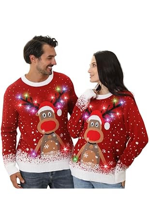 Weihnachtspullover Herren Mit Lichtern LED Weihnachtspullover