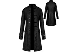 JAKLOZ Halloween Kostüm Herren Steampunk Mantel, Männer Gothic Mittelalter Jacke, Viktorianischen Gehrock Uniform Smoking Retro Langer Button Kleidung