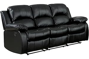 UK Leisure World RECLINER BLACK SOFA SUITES SETTEE LAZY BOY BLACK FABRIC 1 2 3 SEATER ARMCHAIR FAUX LEATHER (Black three seater)
