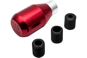 Sailine Shifter Adapter Universal 5 Speed Manual Metal Chrome Gear Knob Lever Stick Pen Handle Head Car Styling Accessories Racing Style, red