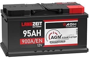 LANGZEIT BATTERIEN LANGZEIT AGM Batterie 95Ah 12V 900A/EN Start-Stop Autobatterie VRLA Batterie