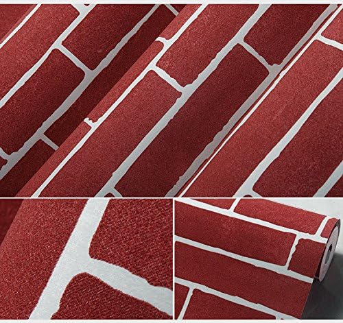 MultiKing wallpaper Mediterranean simple 3D stereo white gray brick pattern wallpaper clothing store restaurant beauty salon faux brick wallpaper, red