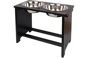 Erhöhte Hundenäpfe für große Hunde, Hundenäpfe mit Ständer, auslaufsicher, Hundenapfständer groß mit 2 Edelstahlschüsseln von Nothing burger (Schwarz)