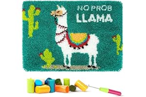 ROCKY&CHAO Kits de ganchos de pestillo, kits de fabricación, cojín para hacer alfombras del hogar, kits de costura de alpaca para adultos y niños, kits de manualidades para decoración del hogar 62 x 40 cm