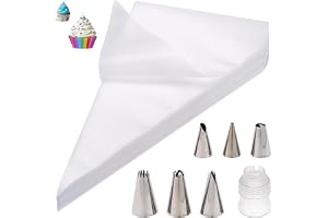 KowyKo engångssprutpåse, spritpåse set 100 stycken piping bags + 6 spritstyllar + 1 tårtkoppling för spritstyllar, baktillbeh