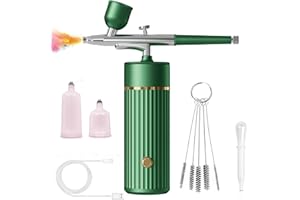 YIKO Kit Aerographe, 36PSI pistolet à aérographe rechargeable portable sans fil avec compresseur pour Maquillage, décoration de gâteau, Coloration, Nail Art, Tatouage avec buse de 0,3 mm