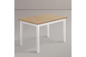 icreo Tavolo allungabile moderno ERMES cm 110/170x80 H78 ROVERE NATURALE struttura Bianca con 2 allunghe estraibili da cm 30 in nobilitato melaminico di alta qualità