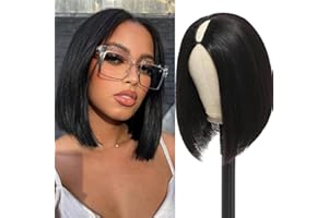 ZEALADY Perruque Cheveux Humain U Part Wig Human Hair Wigs For Black Women Bob Wig 12 Pouces Perruque Courte Femme Naturelle Perruque Naturel Courte Femmes Noires Couleur