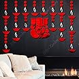 Bikri Kendra Ganesha Diya 20 dots 50 3D Acrylic Wall Mirror Stickers (Red4)
