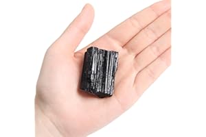 ORIENTREA Raw Black Tourmaline Crystals, 50-70 Grams Black Tourmaline Healing Crystals, Natural Rough Stones Crystal for Tumbling, Cabbing, Fountain Rocks, Decoration, Polishing, Wire Wrapping, Wicca & Reiki