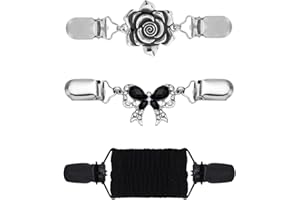 Kotkiddy 3 clip per vestiti, clip per cardigan, clip per maglione, stile vintage, elastico per sciarpa, clip per il colletto, argento, L