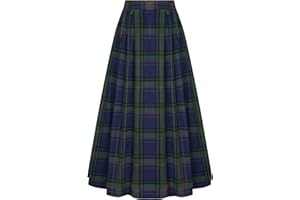 SCARLET DARKNESS Women Renaissance Skirt Plaid Elastic Waist A-Line Victorian Long Skirts Cosplay