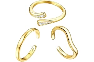 Ceeyoll 3Pcs Bagues D'orteil Plaquées or 14 Carats, Bague de Pied, Bague Orteil，Petites Bagues Ouvertes Réglables pour Femmes, Bagues D'orteil de Plage D'été Simples, Classiques